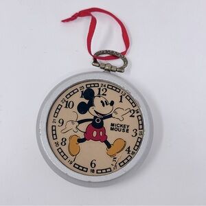 vintage Disney Mickey Mouse wooden pocket watch style Christmas ornament
